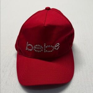 bebe Red Rhinestone Logo Cap